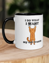 I Do What My Cat Wants Two-Tone Mug - Funny Cat Lover Coffee Cup