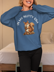 In My Nutty Era Sweatshirt Funny Squirrel Sweater Trendy Meme Graphic Pullover Unisex Humor; sizes up to 5XL