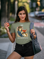 Sorry I Have Plans With My Cat T-Shirt Cute Cat Lover Bookish Humor Tee – sizes up to 5XL