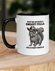 Smart Fella Fart Smella Squirrel Two-Tone Mug - Funny Cowboy Animal Coffee Cup