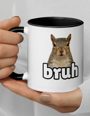 Bruh Squirrel Two-Tone Mug - Funny Meme Animal Coffee Cup