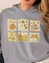 Fall Cat Stamps Hoodie - Cute Autumn Cat Hoodie