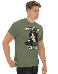 Pawsitive Vibes T-Shirt Funny DJ Cat Music Shirt - sizes up to 5XL