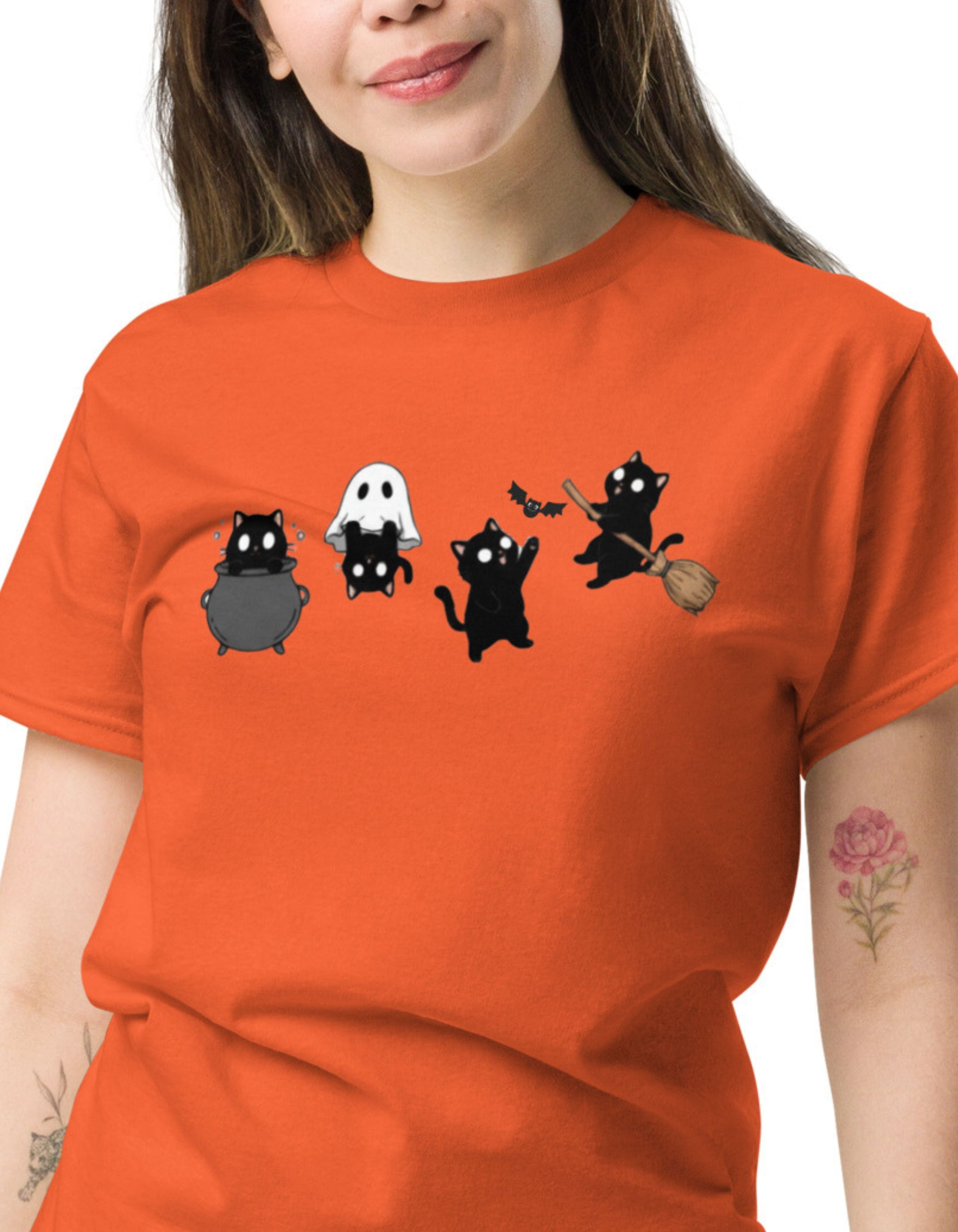 Halloween Black Cats T-Shirt - Cute Spooky Cat Graphic Tee