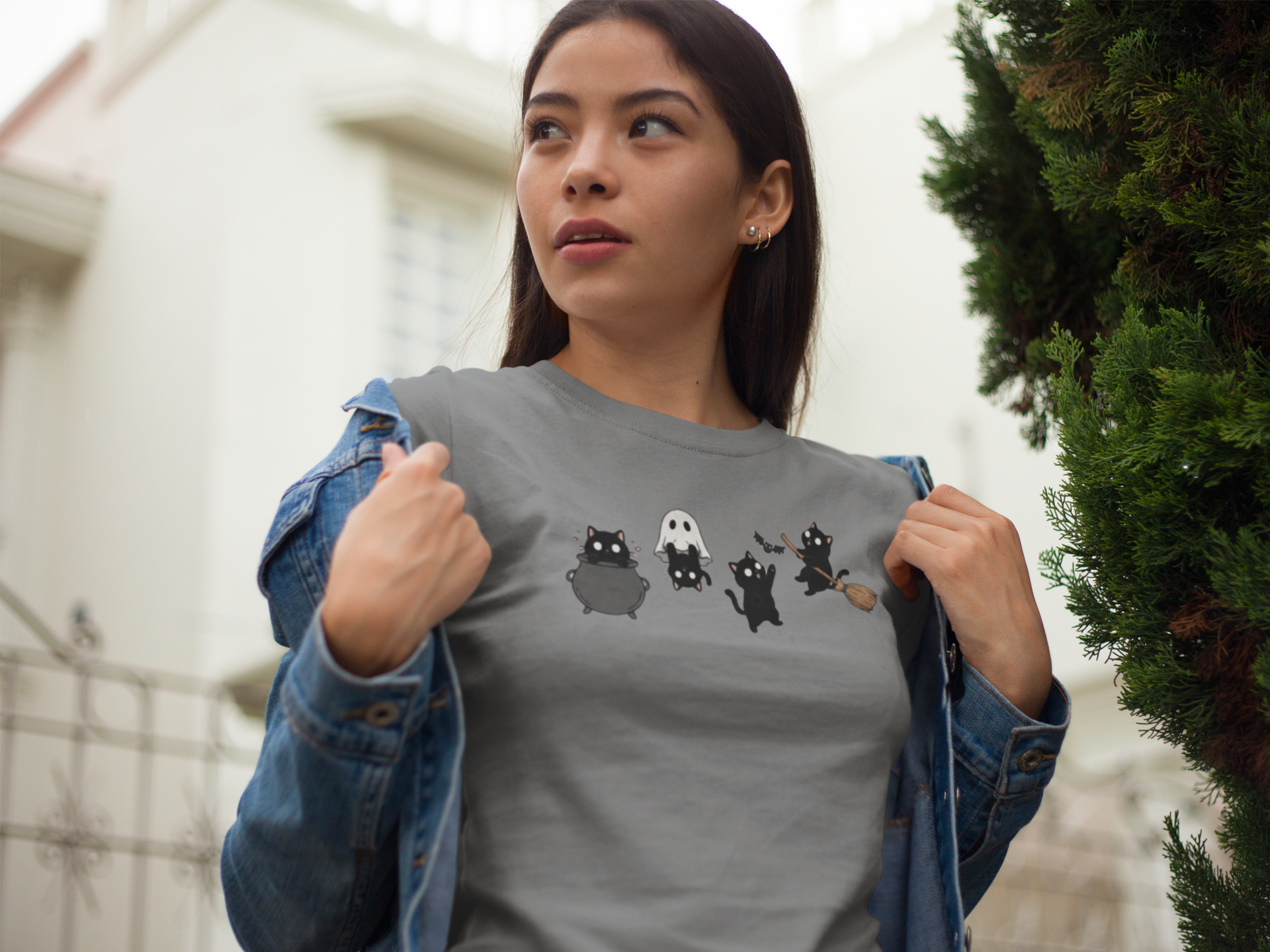 Halloween Black Cats T-Shirt - Cute Spooky Cat Graphic Tee