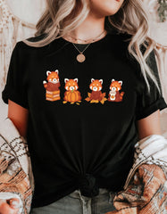 Cozy Fall Red Pandas T-Shirt - Cute Autumn Graphic Tee