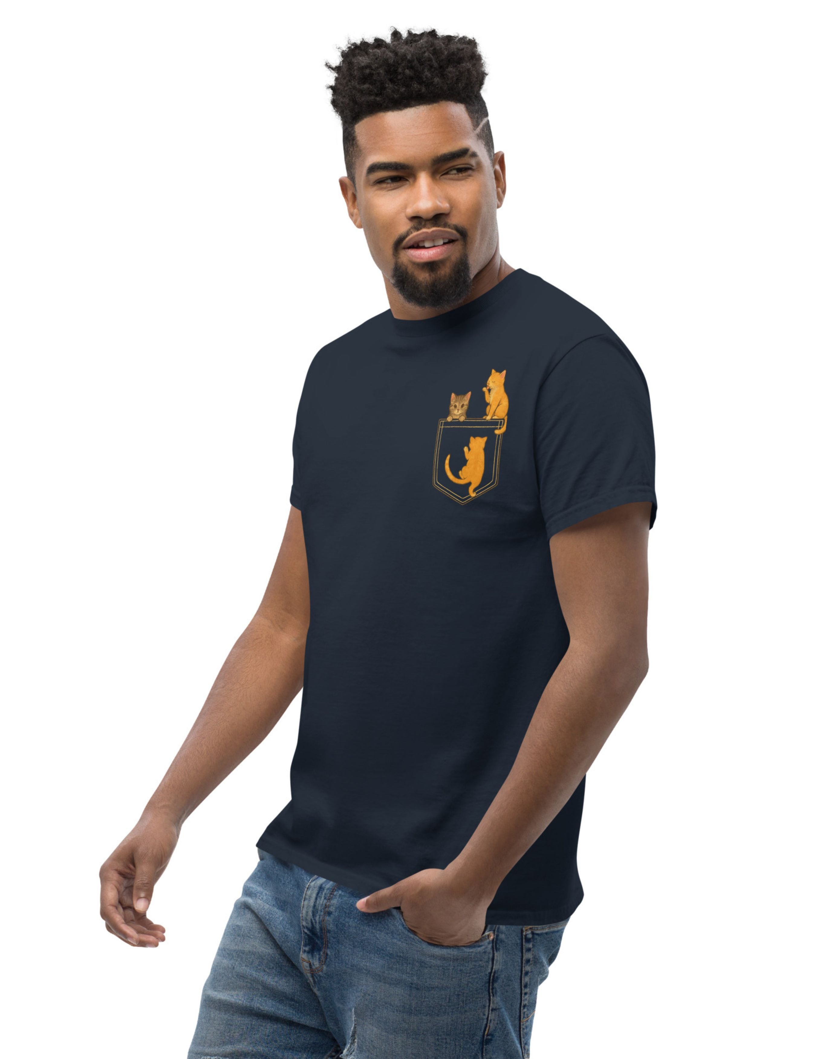 Pocket Cats T-Shirt Cute Minimalist Cat Shirt - sizes up to 5XL