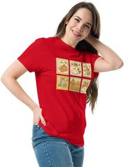 Fall Cat Stamps T-Shirt - Cute Autumn Cat Graphic Tee