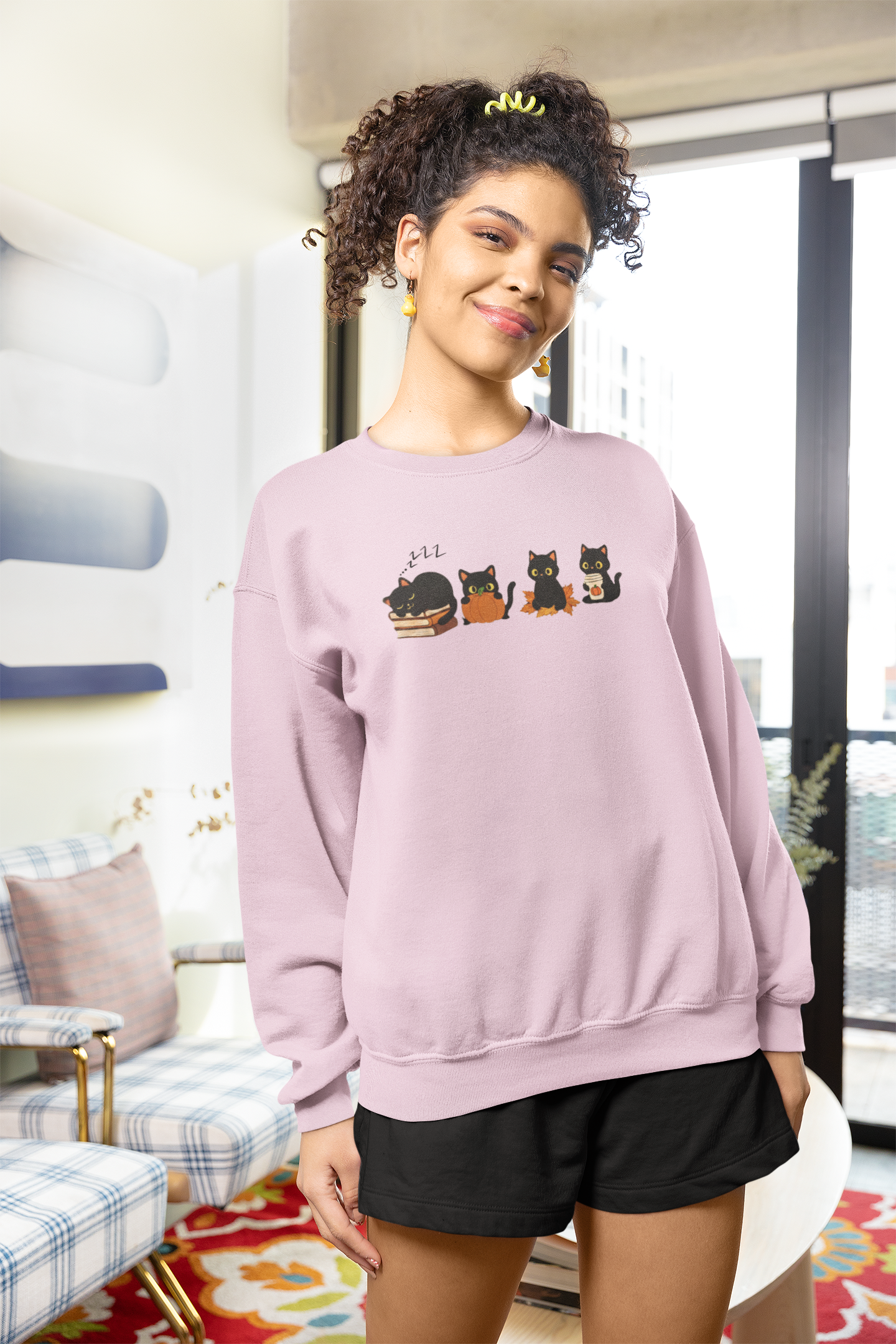 Fall Black Cats Sweatshirt - Cute Autumn Halloween Cat Sweater