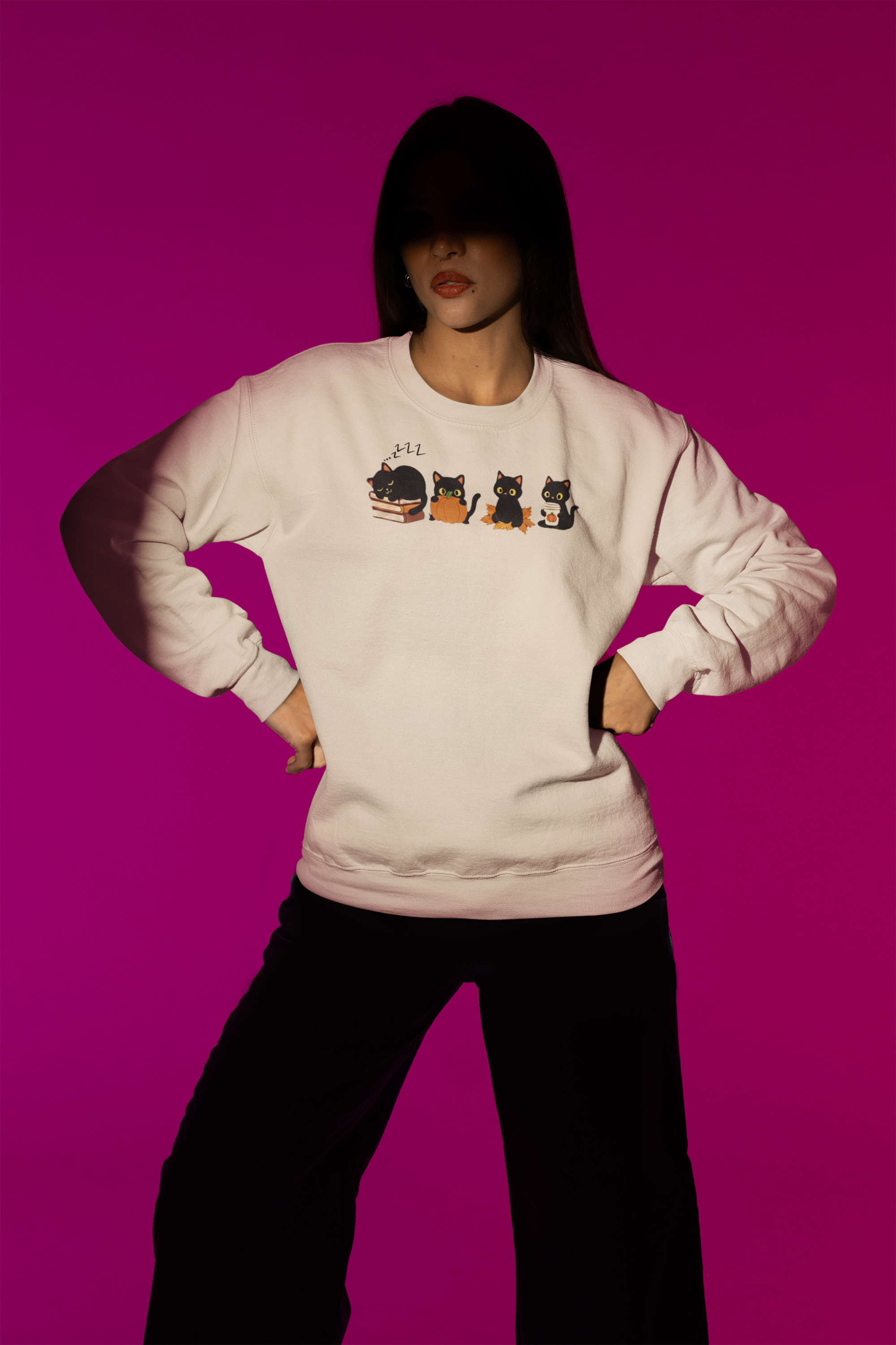 Fall Black Cats Sweatshirt - Cute Autumn Halloween Cat Sweater