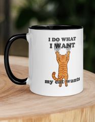 I Do What My Cat Wants Two-Tone Mug - Funny Cat Lover Coffee Cup