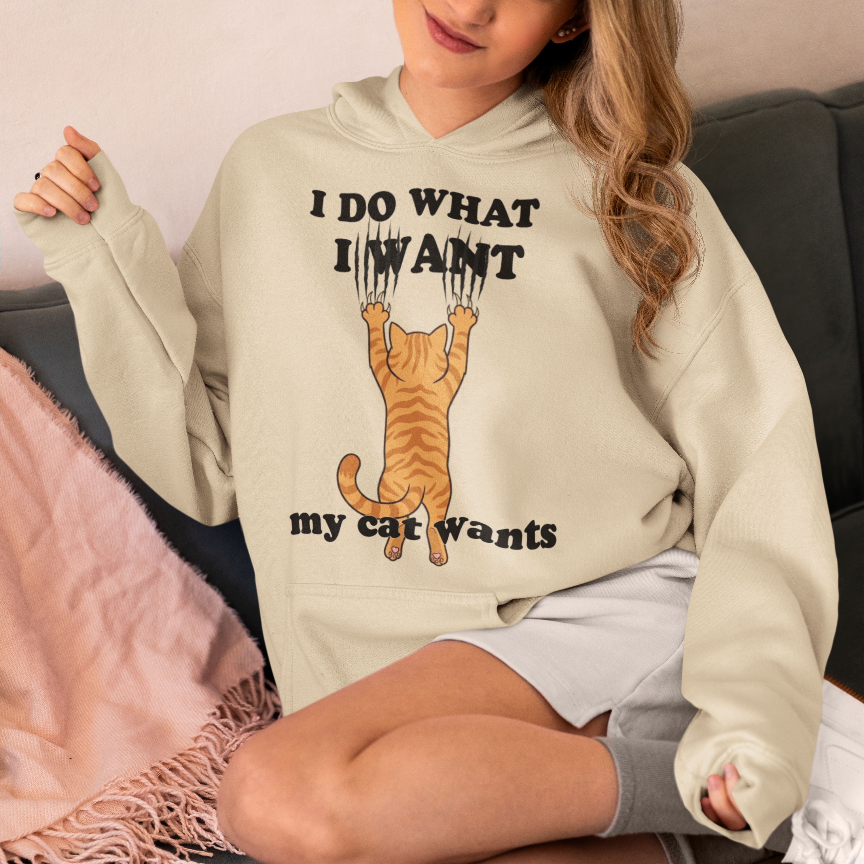 I Do What My Cat Wants Hoodie - Funny Cat Lover Hoodie