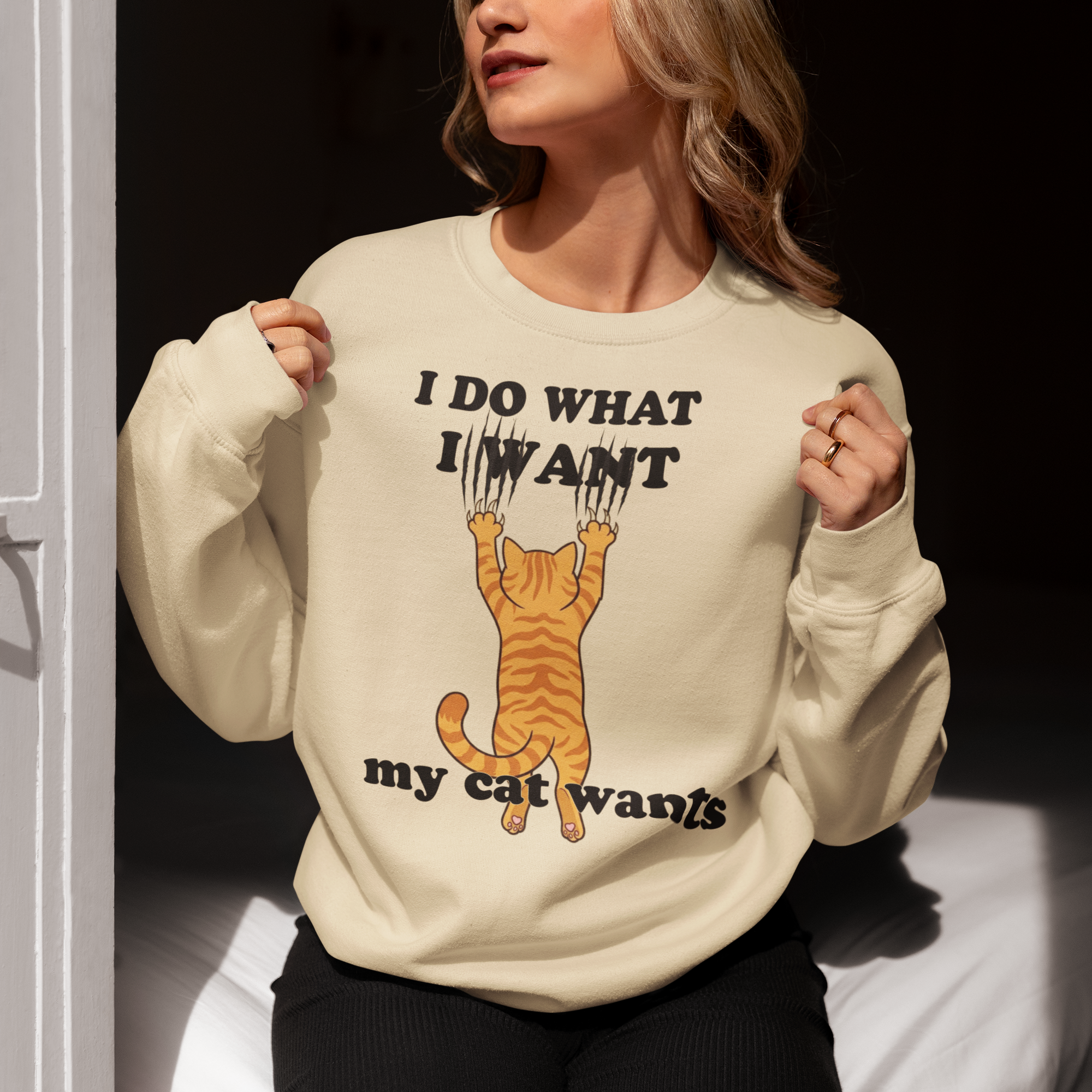 I Do What My Cat Wants Sweatshirt - Funny Cat Lover Sweater