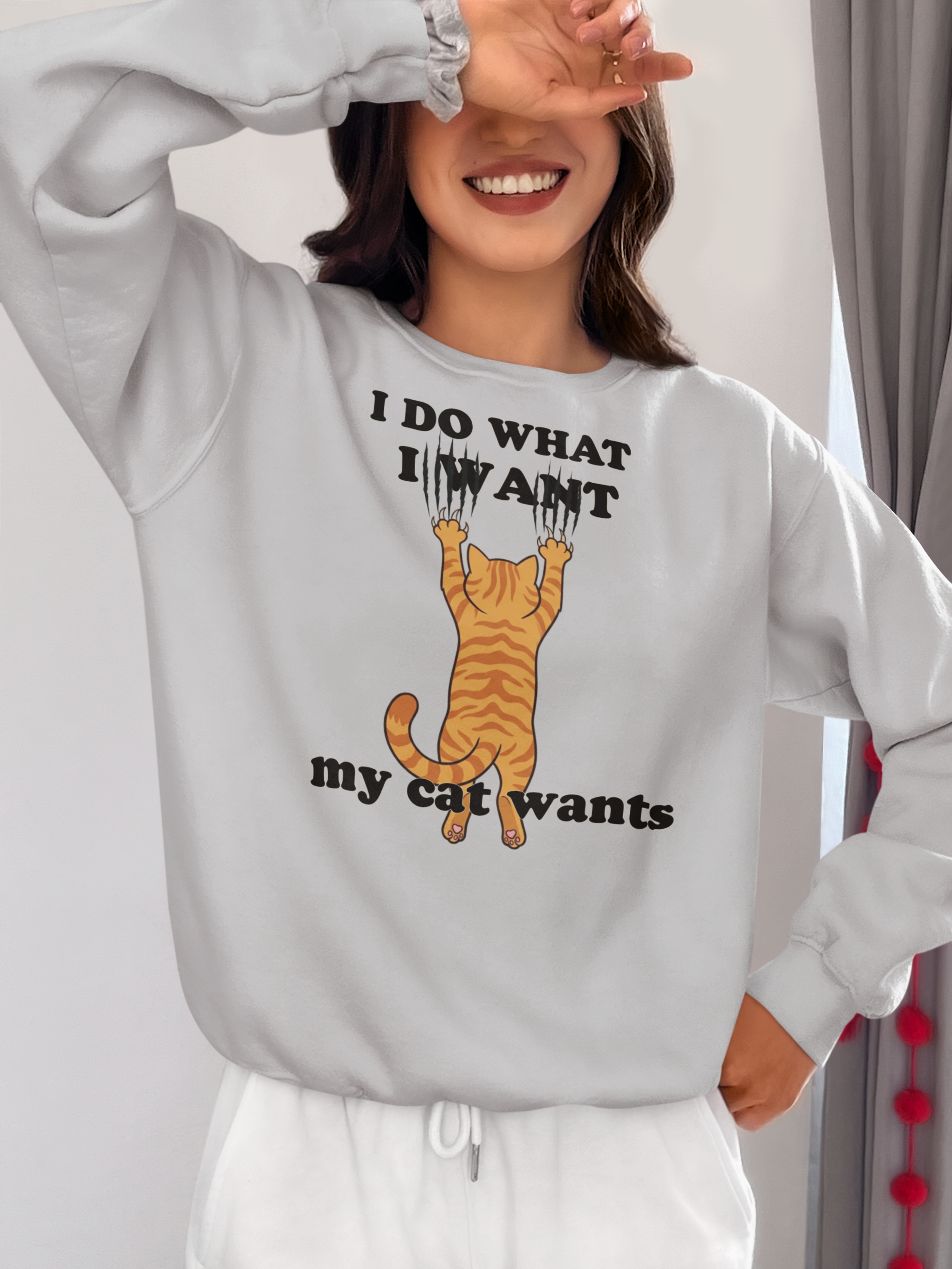 I Do What My Cat Wants Sweatshirt - Funny Cat Lover Sweater