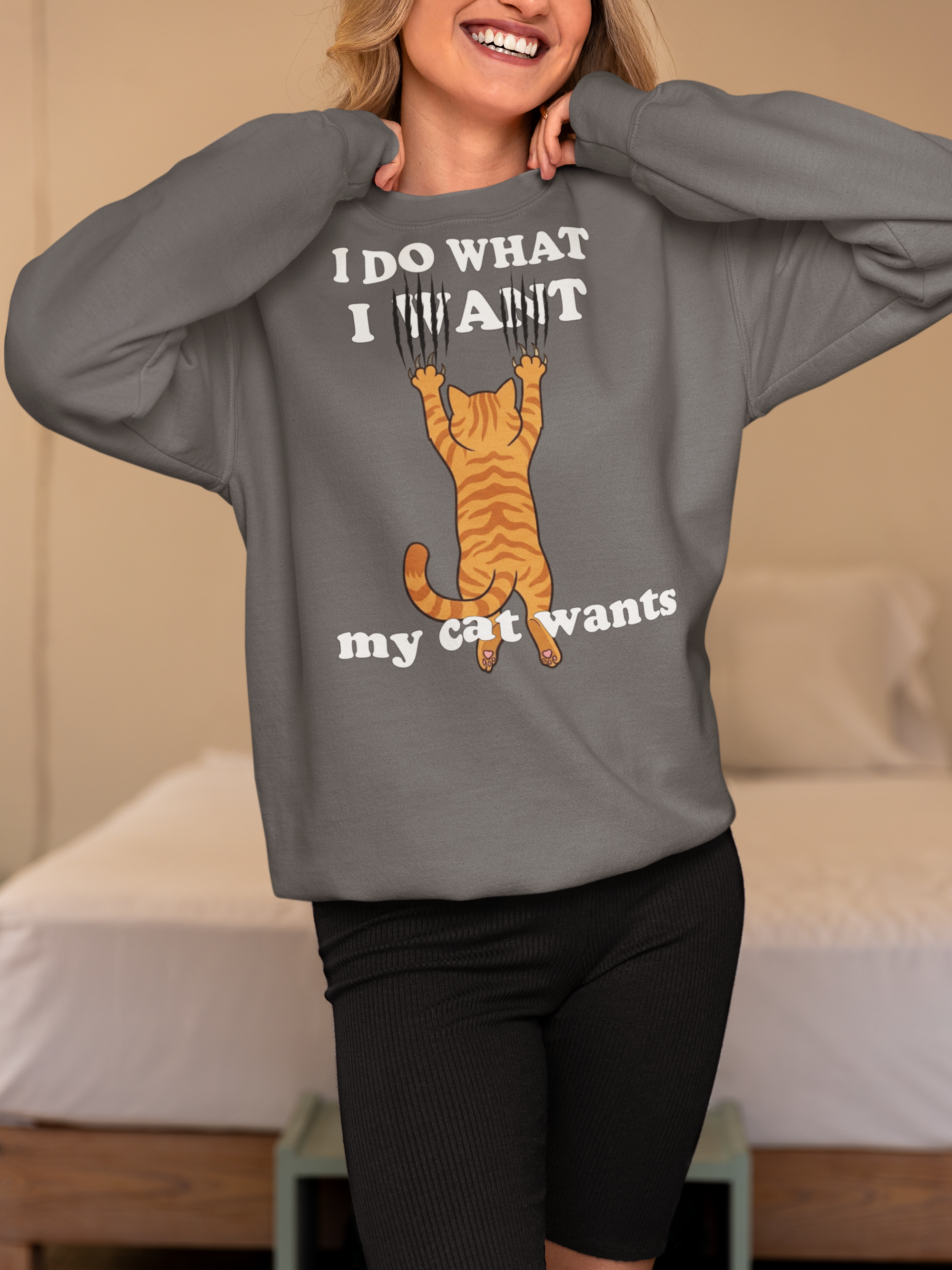 I Do What My Cat Wants Sweatshirt - Funny Cat Lover Sweater