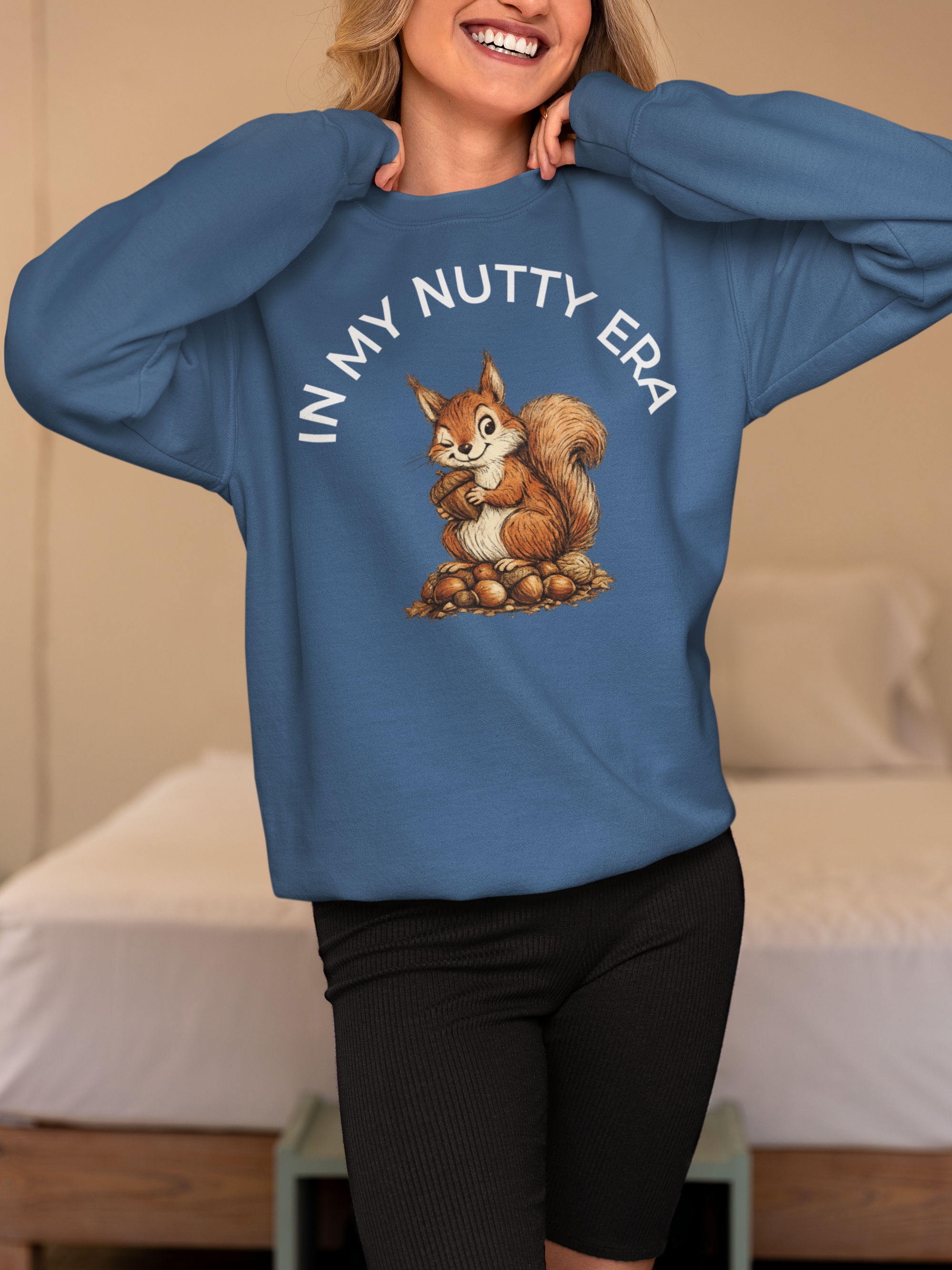 In My Nutty Era Sweatshirt Funny Squirrel Sweater Trendy Meme Graphic Pullover Unisex Humor; sizes up to 5XL