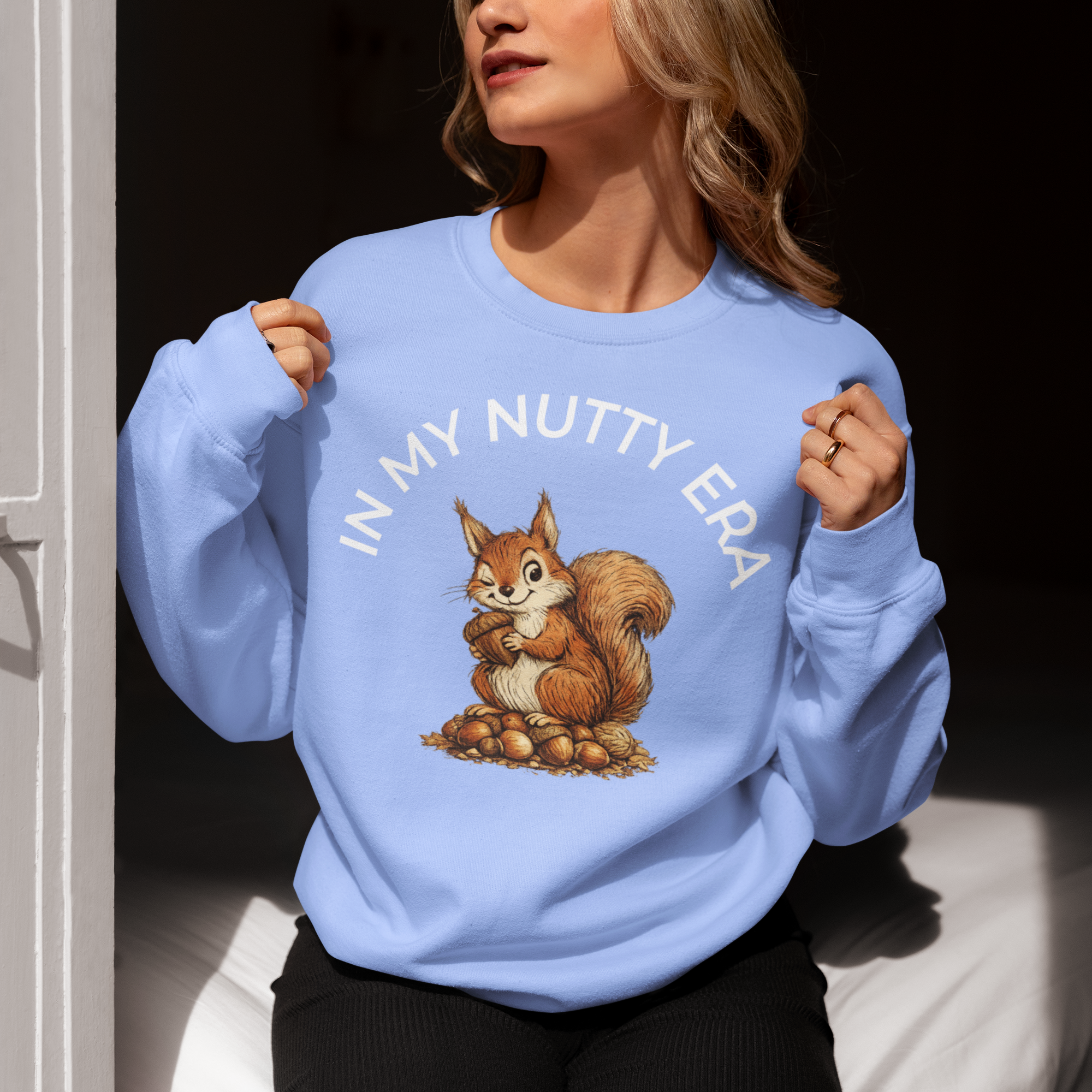 In My Nutty Era Sweatshirt Funny Squirrel Sweater Trendy Meme Graphic Pullover Unisex Humor; sizes up to 5XL