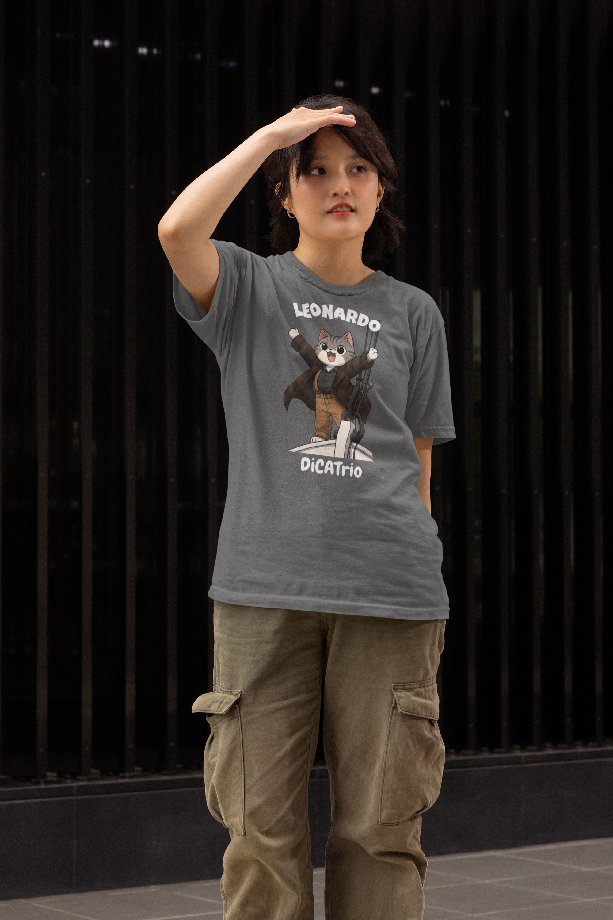 Leonardo DiCatrio T-Shirt Funny Titanic Cat Parody Shirt - sizes up to 5XL
