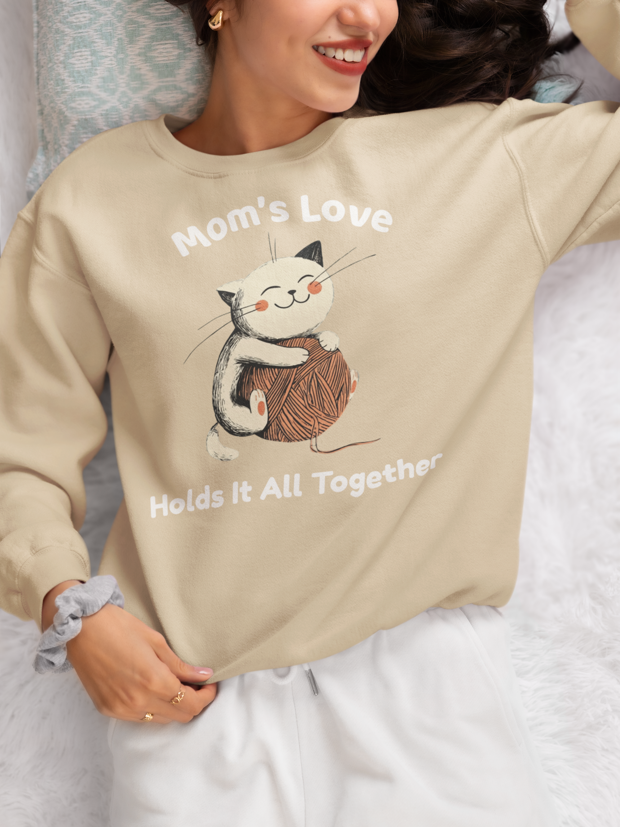 Mom’s Love Holds It All Together Sweatshirt cat mom gift Mothers Day gift for mom birthday gift Christmas gift cat lover sweater - sizes up to 5XL