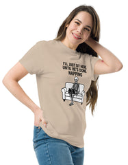 I’ll Just Sit Here Until He’s Done Napping T-Shirt Funny Cat Humor Shirt - sizes up to 5XL