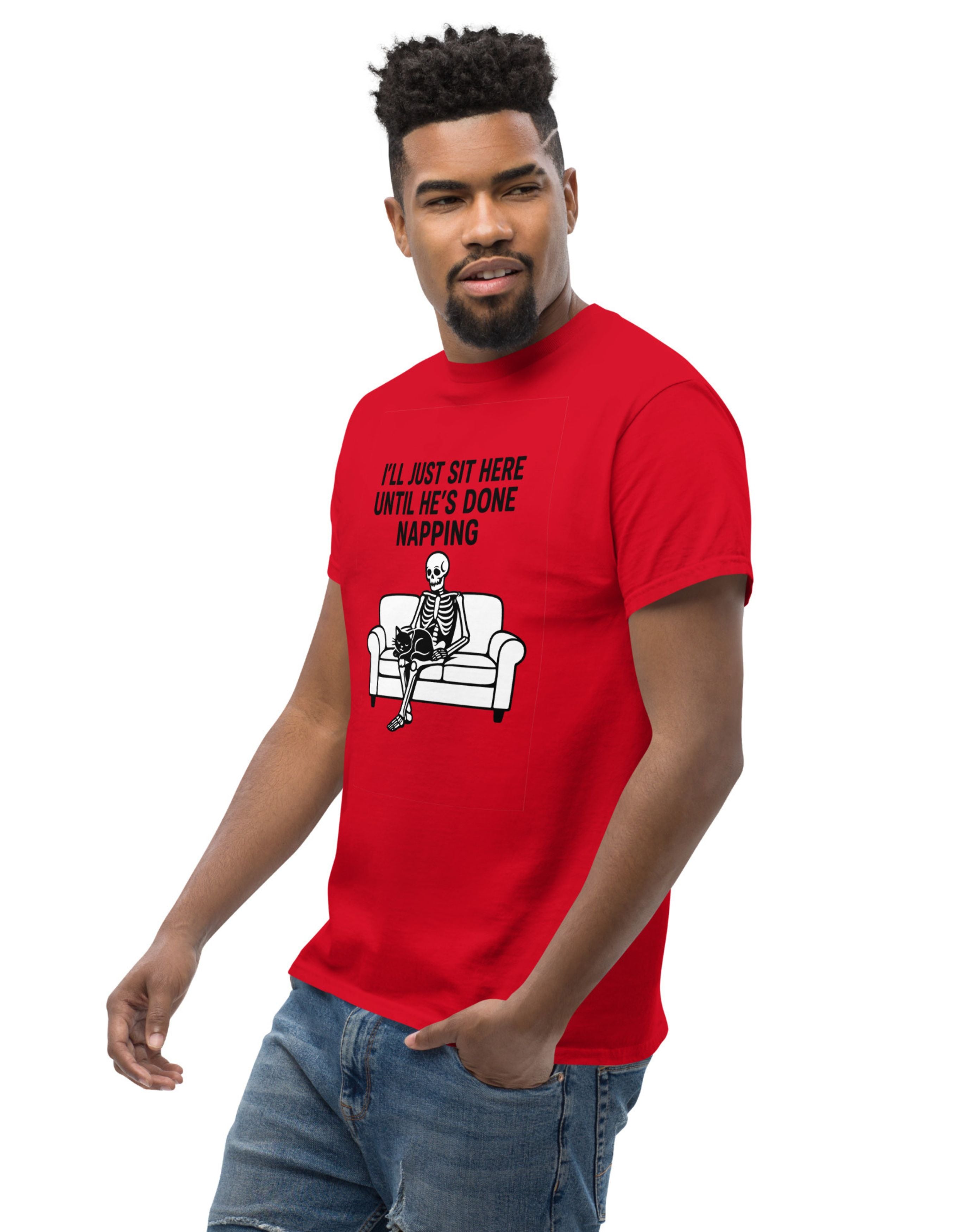 I’ll Just Sit Here Until He’s Done Napping T-Shirt Funny Cat Humor Shirt - sizes up to 5XL