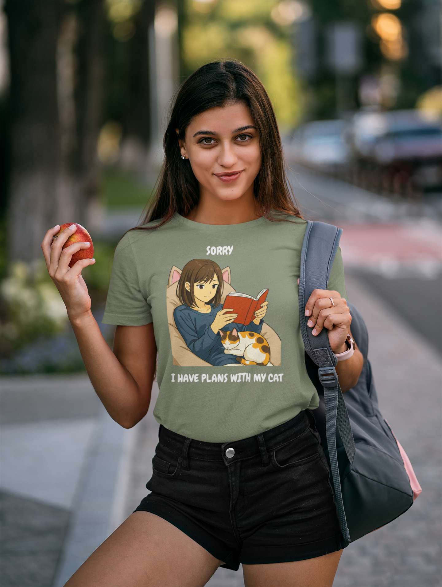 Sorry I Have Plans With My Cat T-Shirt Cute Cat Lover Bookish Humor Tee – sizes up to 5XL