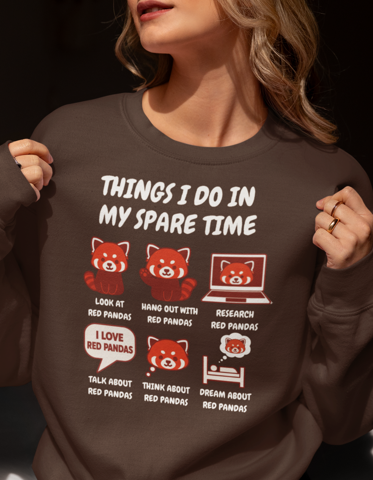 Things I Do in My Spare Time Red Panda Sweatshirt Funny Animal Graphic Sweater - sizes up to 5XL