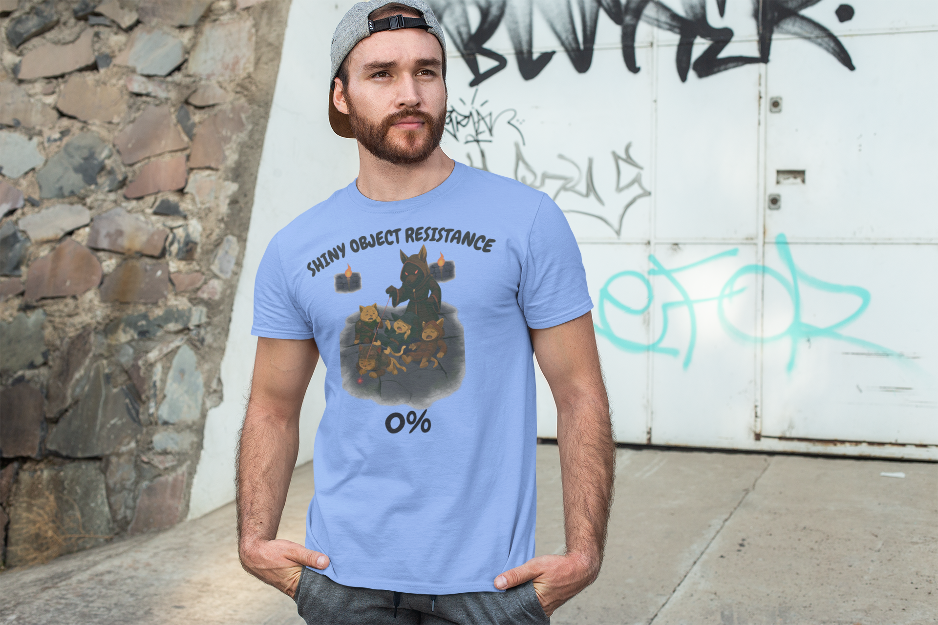 Shiny Object Resistance 0% T-Shirt Funny DnD Cat Gaming Humor Tee – sizes up to 5XL