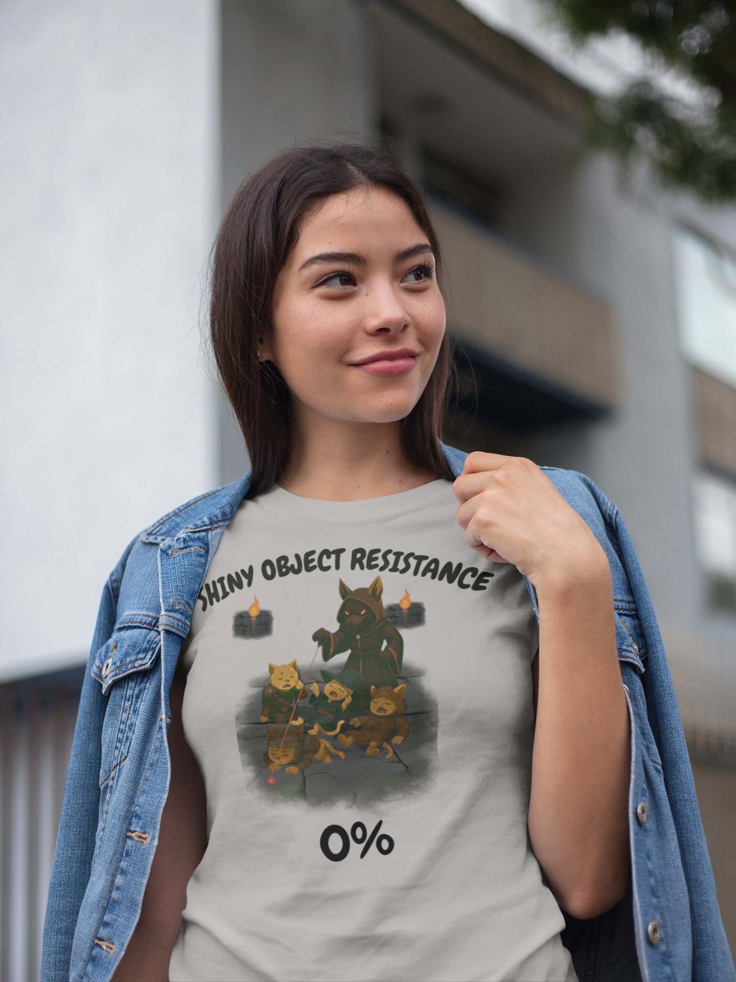 Shiny Object Resistance 0% T-Shirt Funny DnD Cat Gaming Humor Tee – sizes up to 5XL