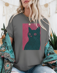 Minimalist Cat Art T-Shirt Modern Graphic Cat Shirt - sizes up to 5XL