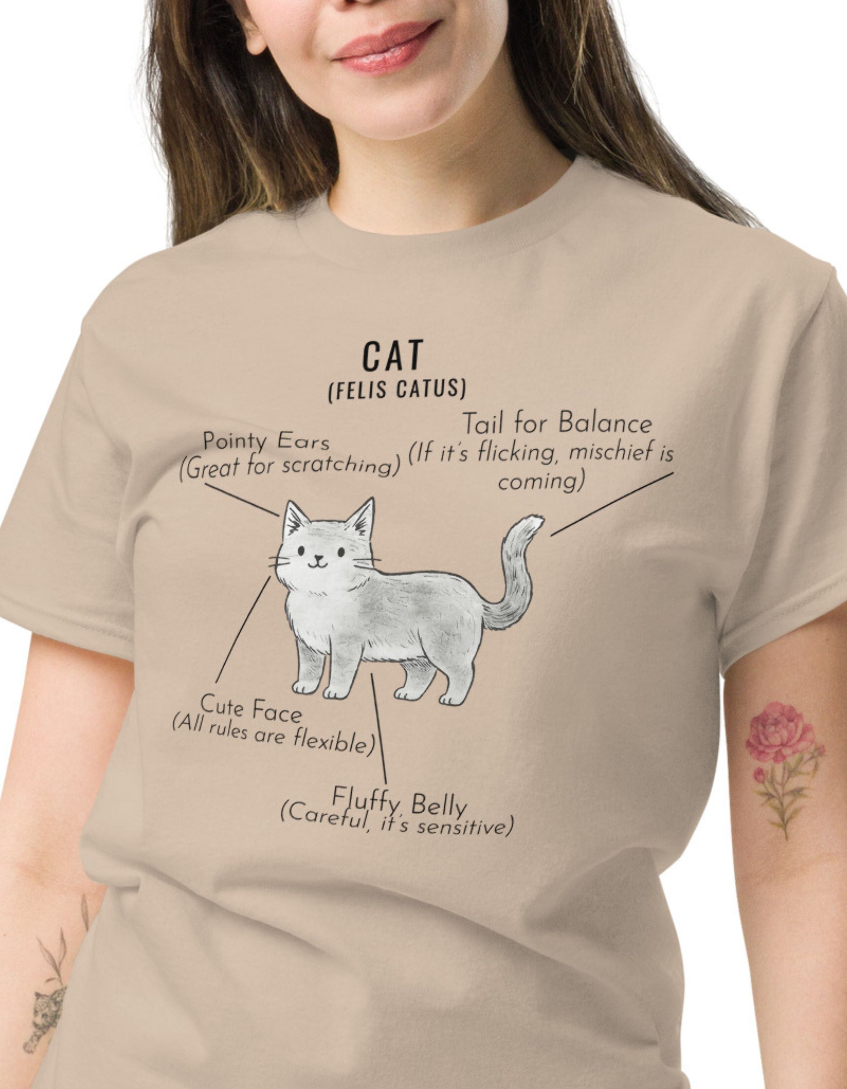 Cat Anatomy T-Shirt Cute Funny Cat Diagram Tee - sizes up to 5XL