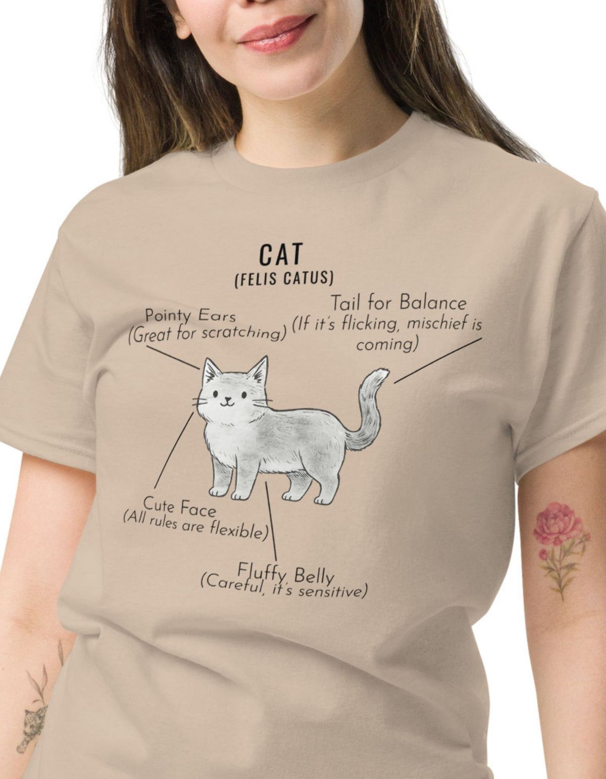 Cat Anatomy T-Shirt Cute Funny Cat Diagram Tee - sizes up to 5XL