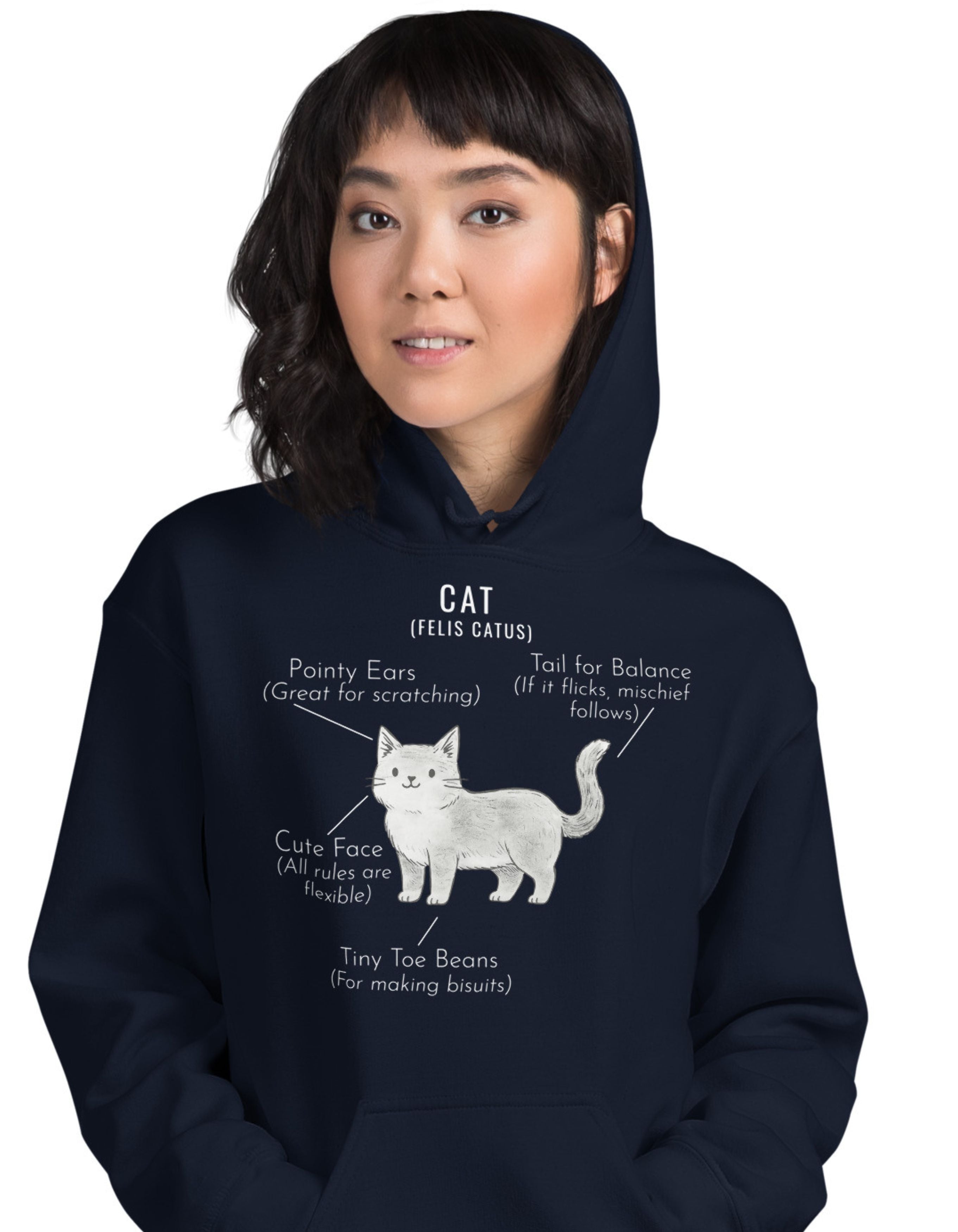 Cat Anatomy Hoodie Cute Funny Cat Diagram Pullover Hoodie - sizes up to 5XL