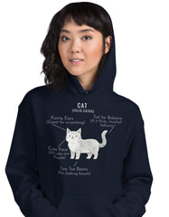 Cat Anatomy Hoodie Cute Funny Cat Diagram Pullover Hoodie - sizes up to 5XL