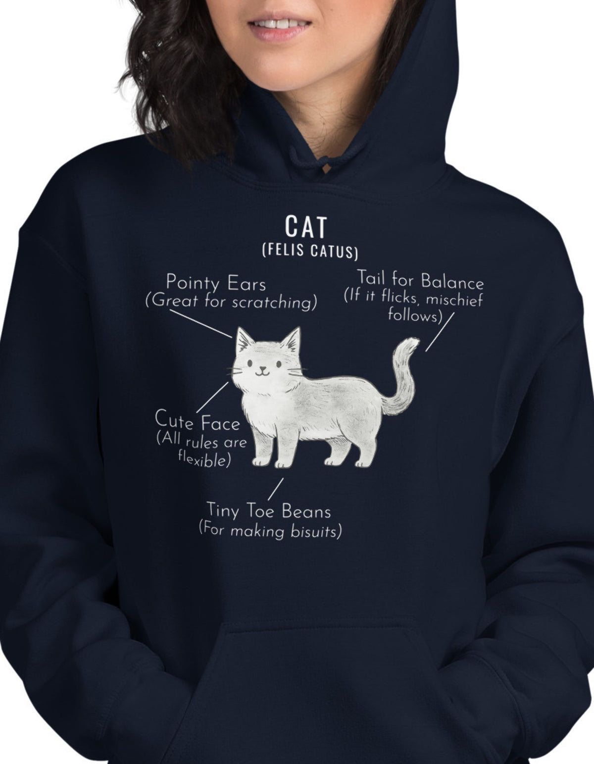 Cat Anatomy Hoodie Cute Funny Cat Diagram Pullover Hoodie - sizes up to 5XL
