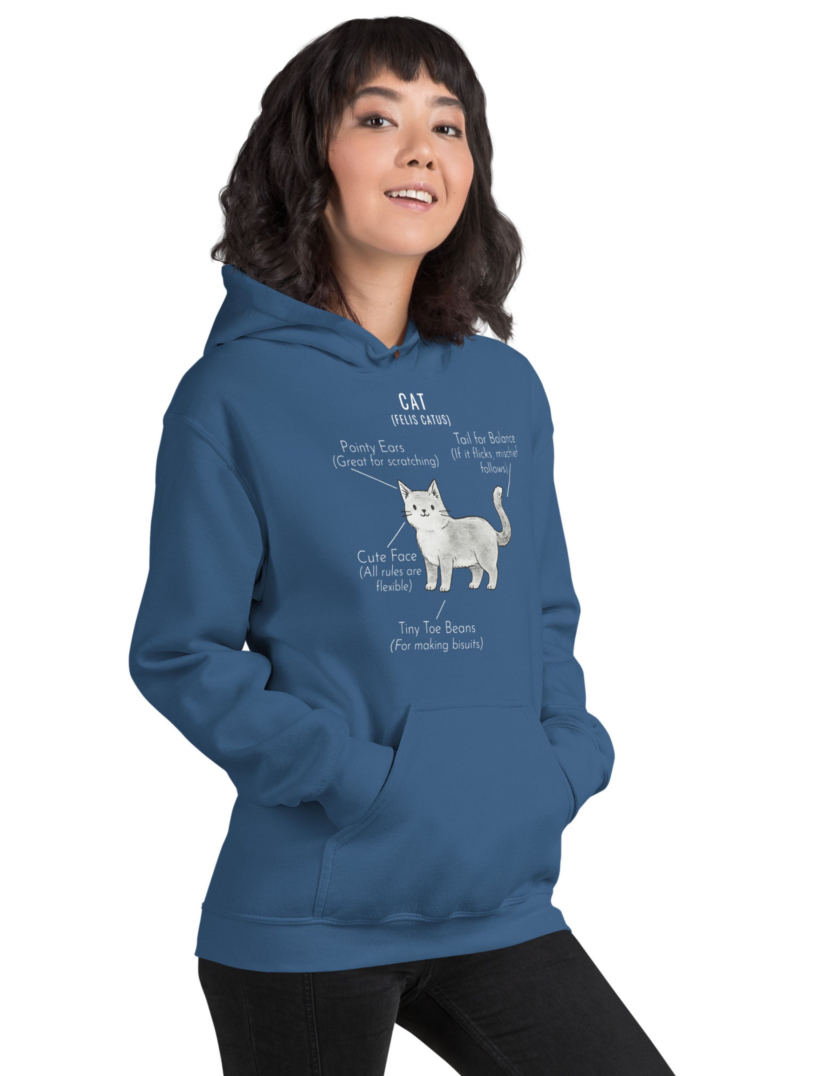 Cat Anatomy Hoodie Cute Funny Cat Diagram Pullover Hoodie - sizes up to 5XL