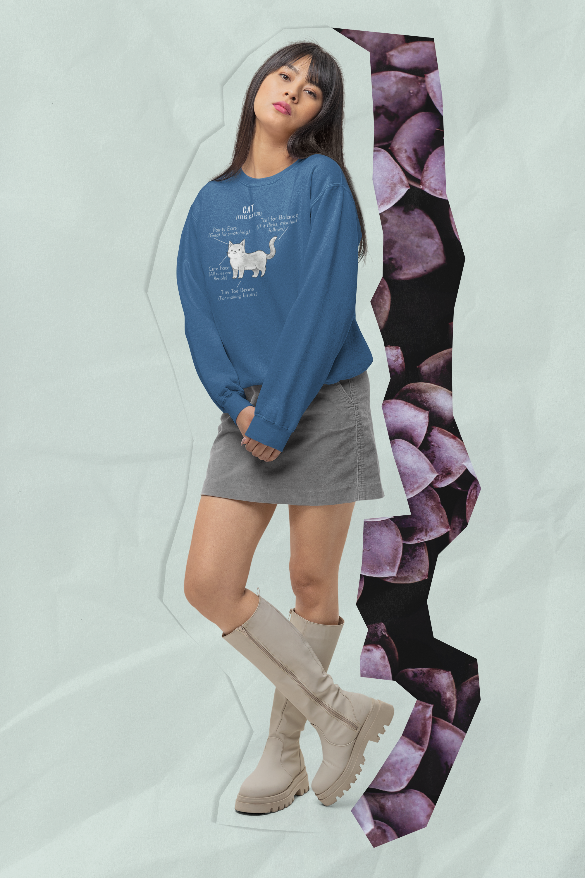 Cat Anatomy Sweatshirt Cute Funny Cat Diagram Pullover - sizes up to 5XL