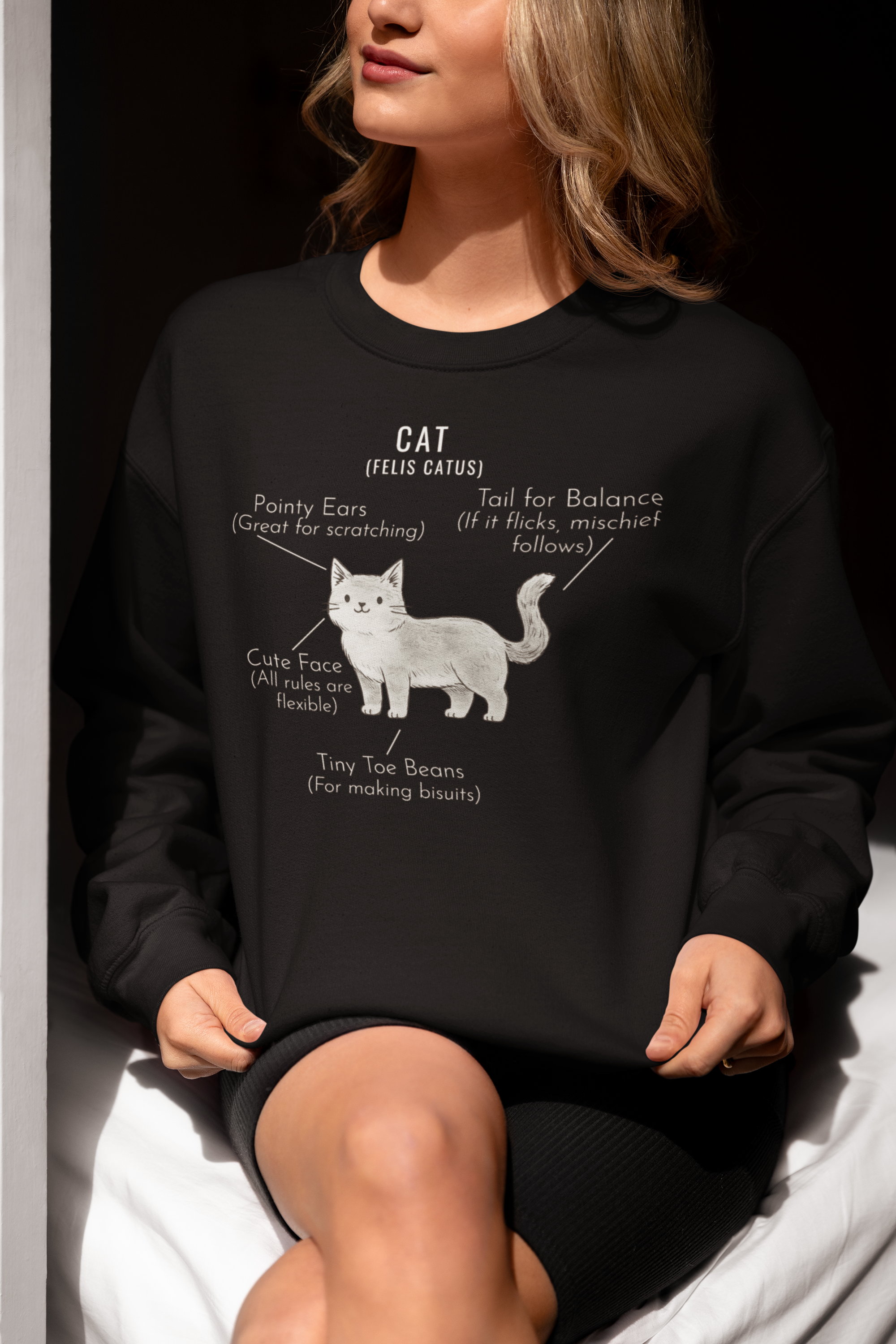 Cat Anatomy Sweatshirt Cute Funny Cat Diagram Pullover - sizes up to 5XL