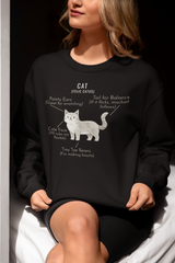 Cat Anatomy Sweatshirt Cute Funny Cat Diagram Pullover - sizes up to 5XL