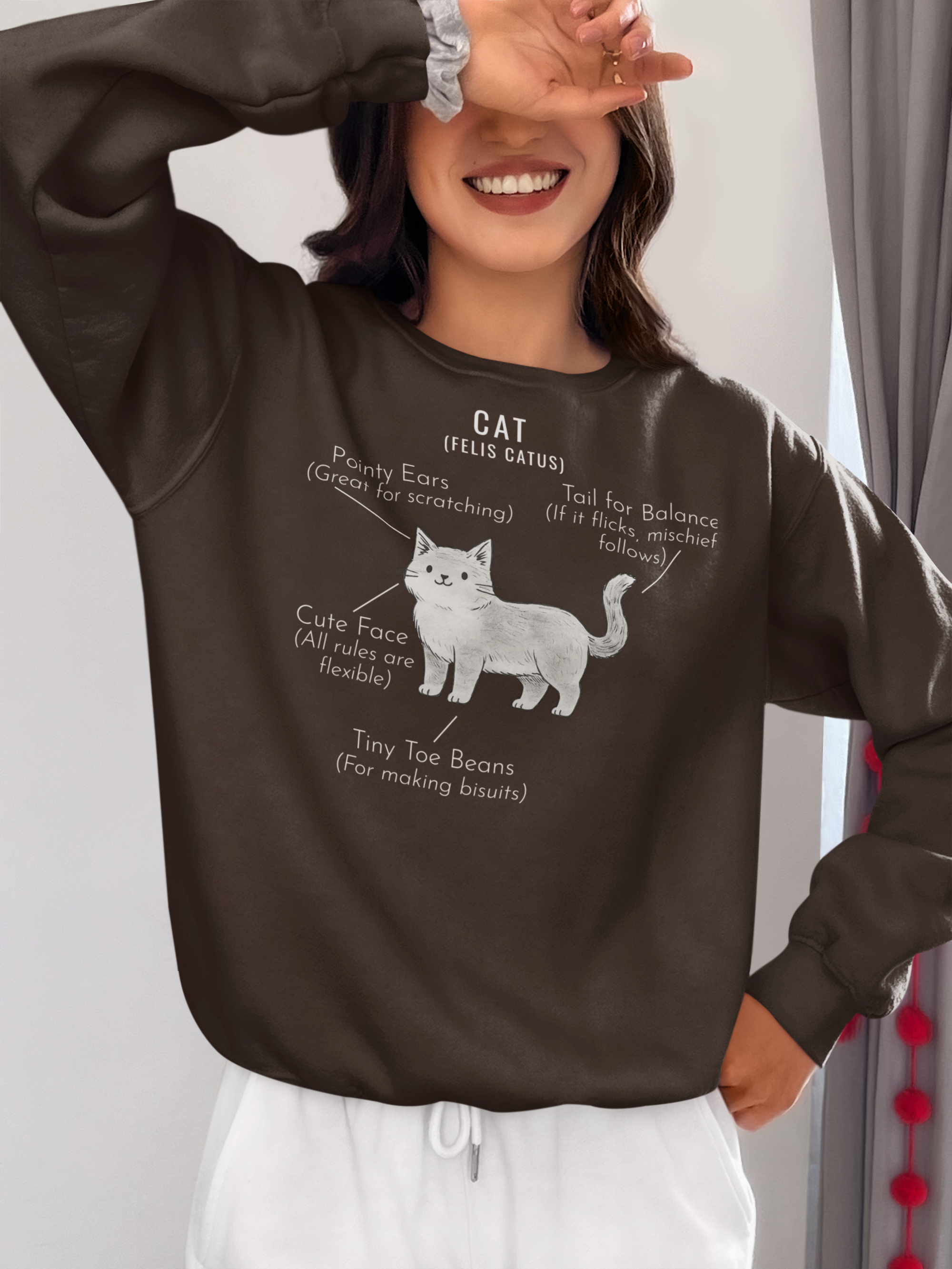 Cat Anatomy Sweatshirt Cute Funny Cat Diagram Pullover - sizes up to 5XL