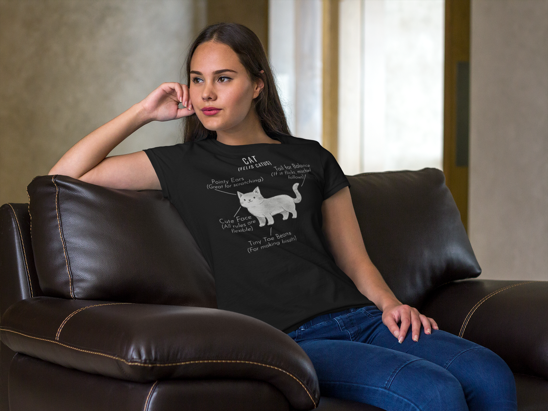 Cat Anatomy T-Shirt Cute Funny Cat Diagram Tee - sizes up to 5XL