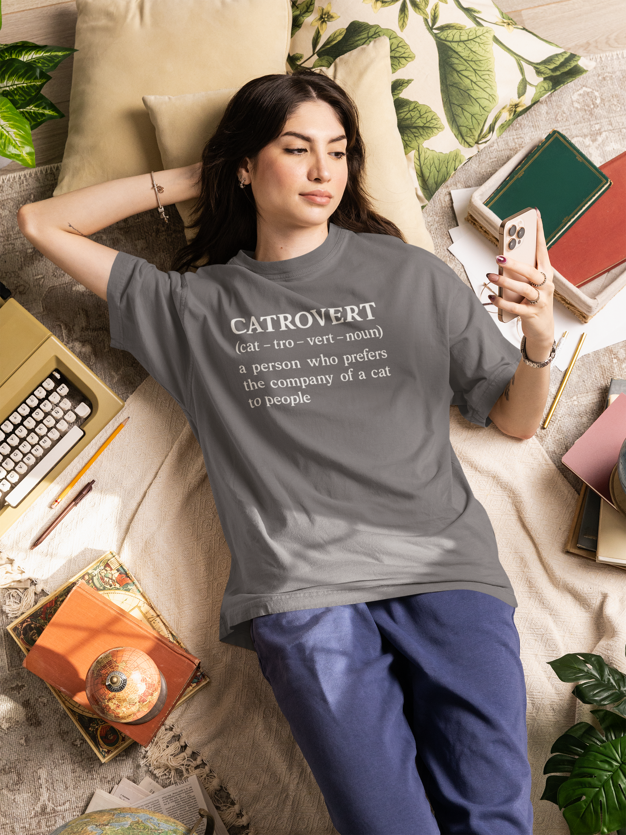 Catrovert T-Shirt Funny Cat Lover Definition Shirt - sizes up to 5XL