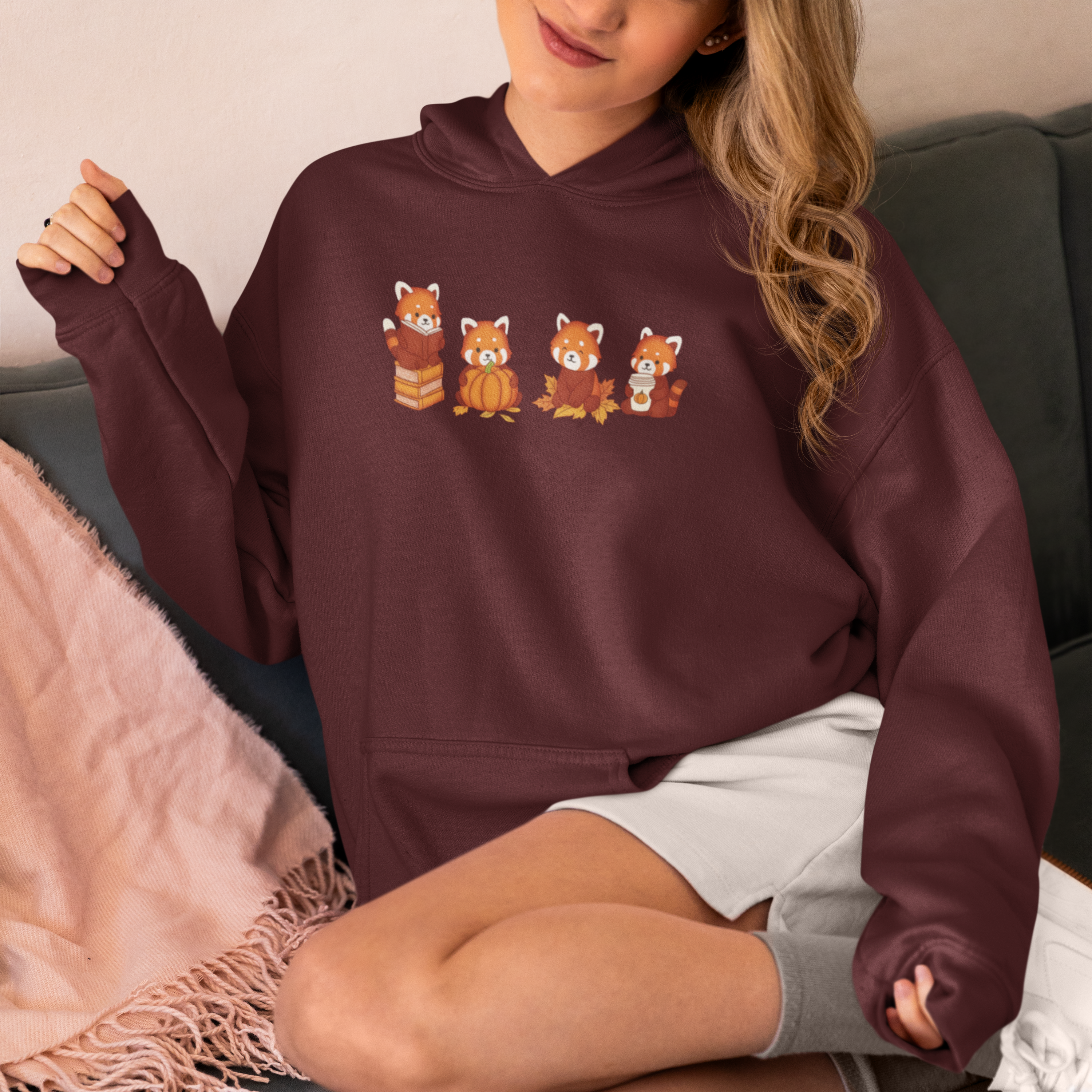 Cozy Fall Red Pandas Hoodie - Cute Autumn Red Panda Hoodie