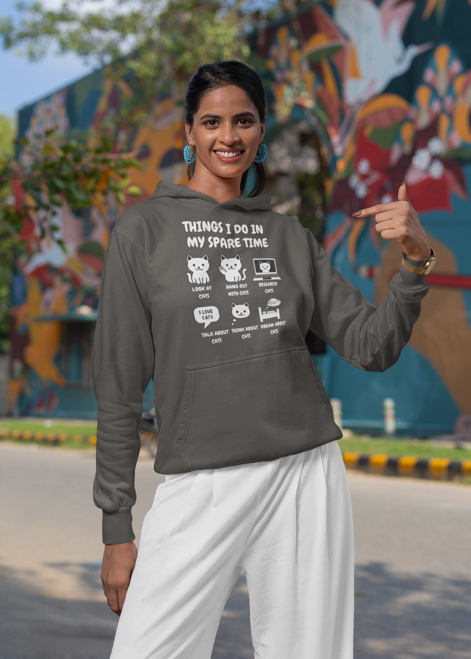 Things I Do in My Spare Time Hoodie Funny Cat Lover Pullover - sizes up to 5XL