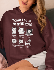 Things I Do in My Spare Time Hoodie Funny Cat Lover Pullover - sizes up to 5XL