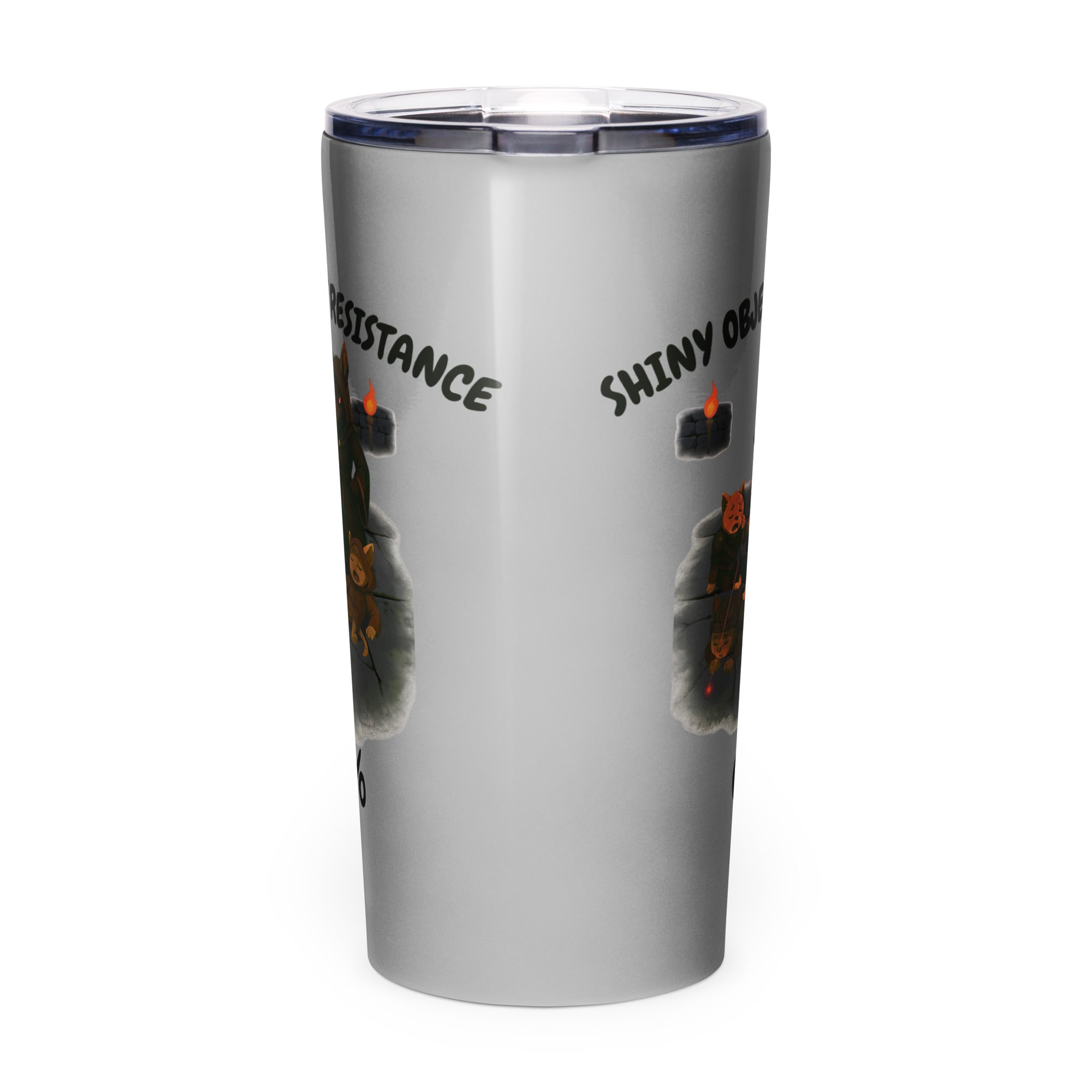 Shiny Object Resistance 0% Tumbler Funny Cat DnD Gaming Humor 20oz Stainless Steel